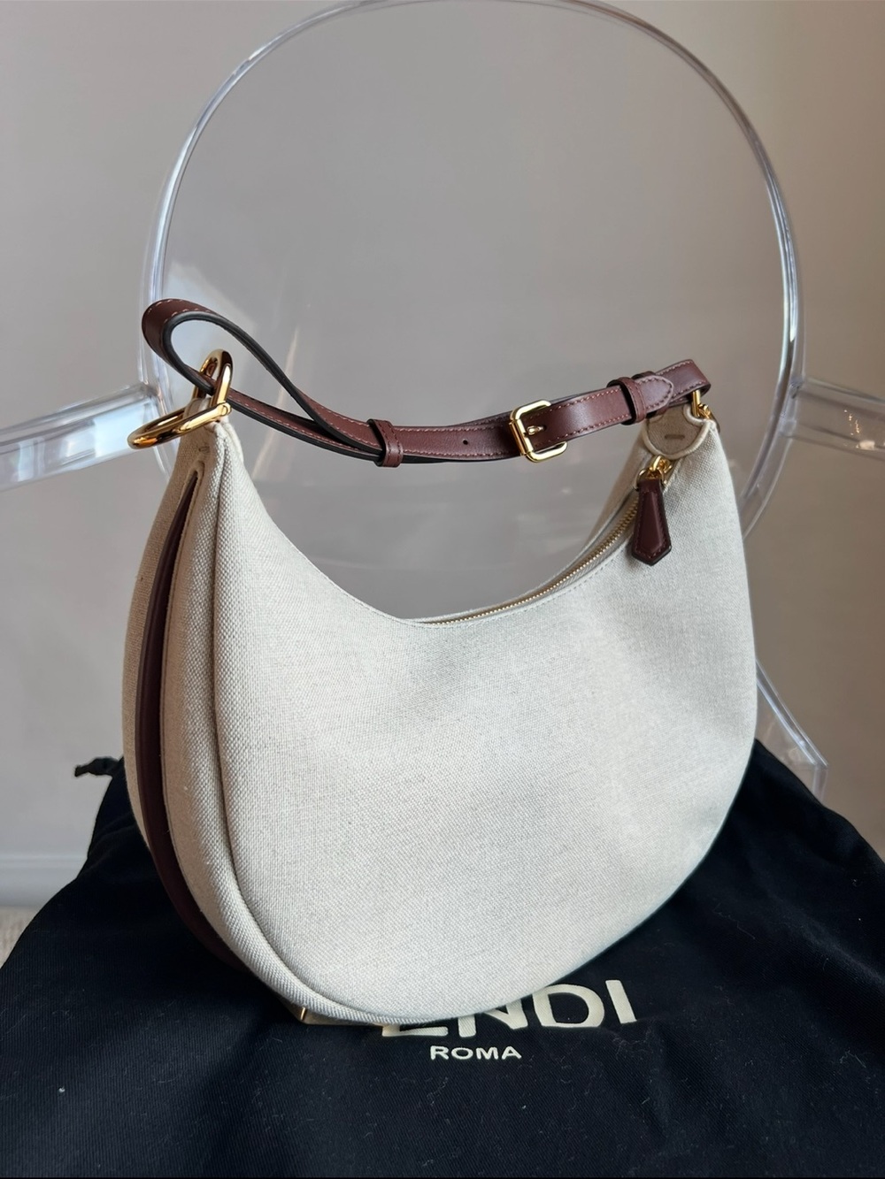 Fendi Fendigraphy Small Linen Bag - Picture 3 of 5